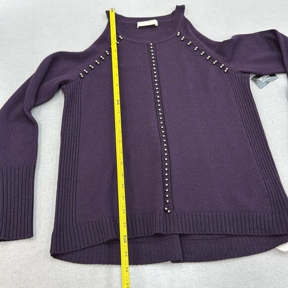 Ramy Brook Deep Purple Sweater with Stud Accents - Picture 9 of 9